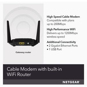 NETGEAR AC1200 Dual Band Cable Modem WiFi Router